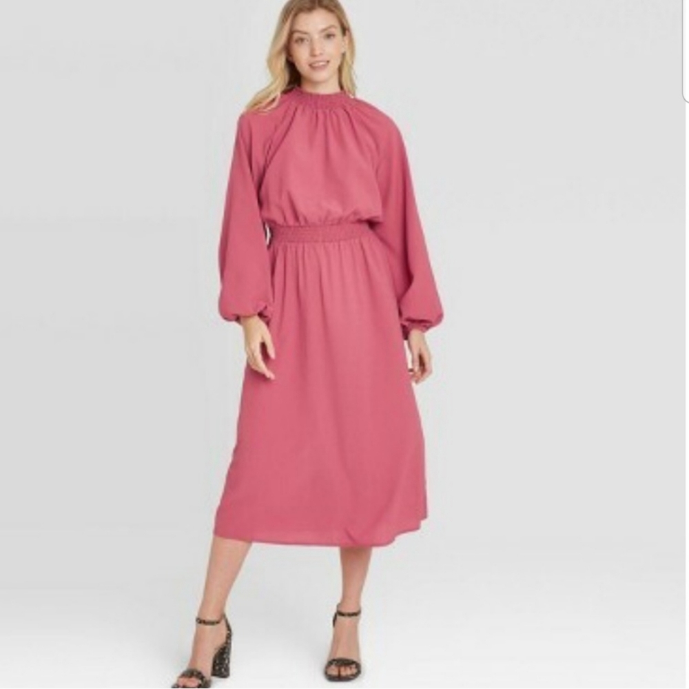 Smock Neck Midi Dress - Picture 2 of 6